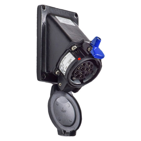 06-A7001 - PXN12c RECEPTACLE/ANGLE ADAPTER 45 DEGREE METAL BLACK SIZE 1 IP 65/66 11P+G 10A 220 VAC 50/60 Hz